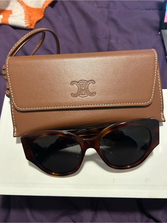 Celine Accessories - Celine Tortoiseshell Cat-Eye Sunglasses with Brown Leather Case